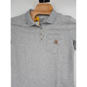 NWT Women's Carhartt Relaxed Fit Midweight Short Sleeve Shirt Pocket Gray Polo M